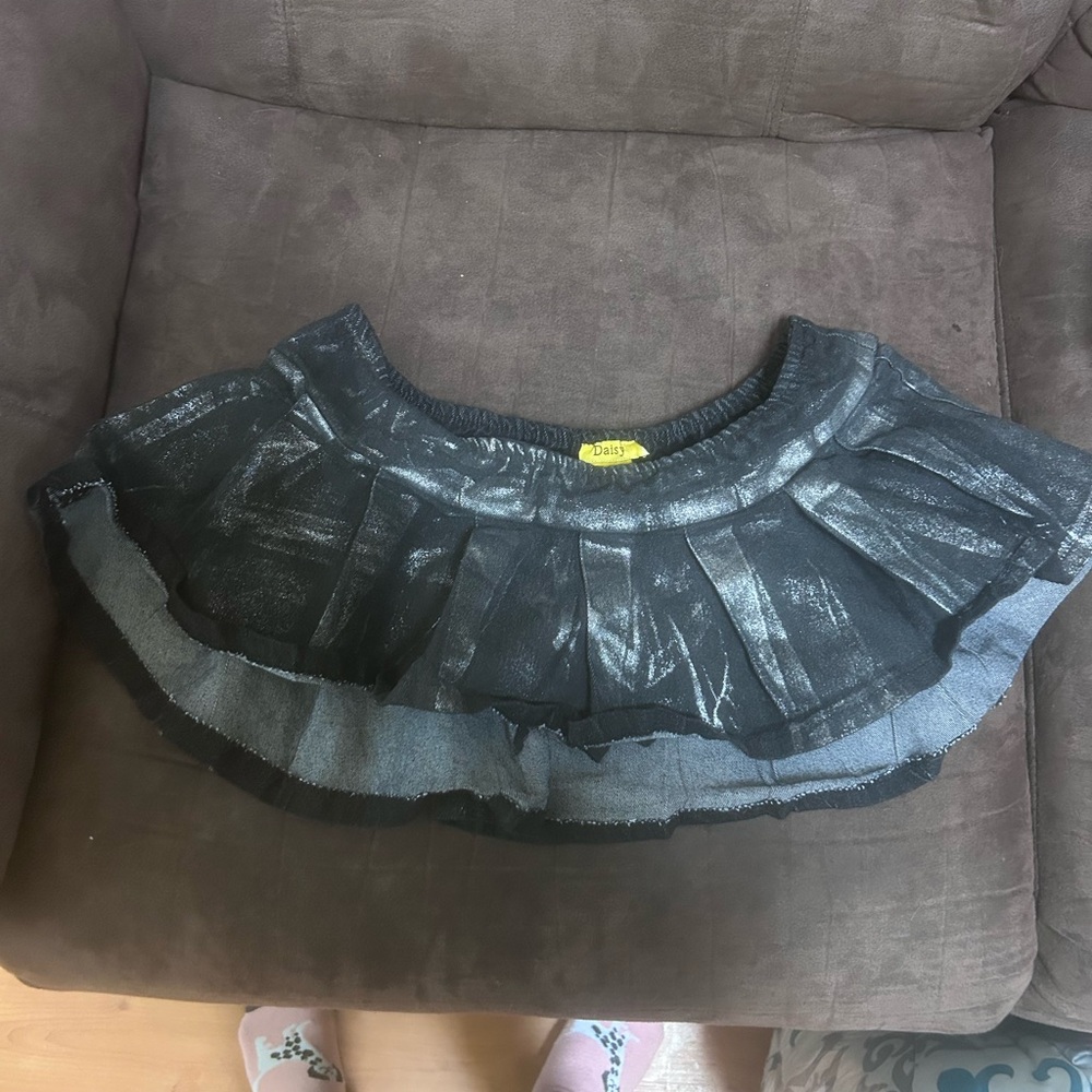 Daisy Metallic Black Mini Skirt